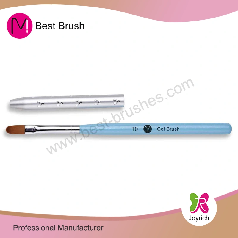 Light Blue Wooden Nylon Hair Gel Brush with Cap