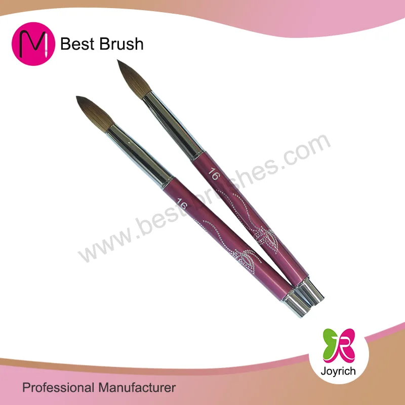 Pink Metal Kolinsky Acrylic Nail Brush
